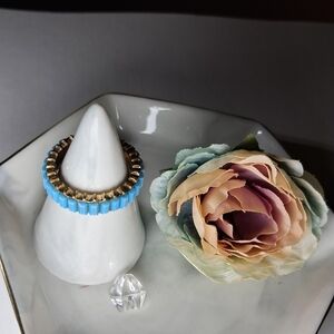 Sugar Fix Goldtone Blue Geometric Segment Ring